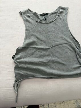 Forever 21 Gray Cropped Tank with Side Tie